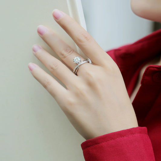 S925 Silver Starlight Snowflake Moissanite Ring