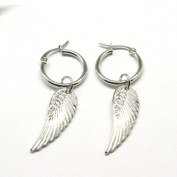 Stainless steel feather earrings
