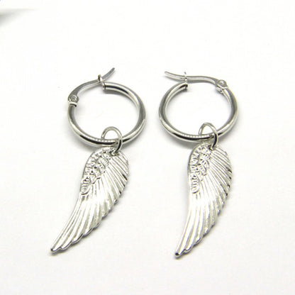 Stainless steel feather earrings