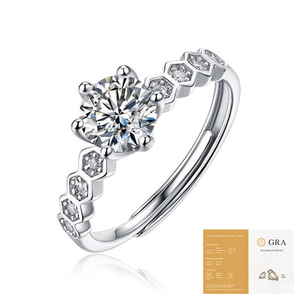 S925 Silver Starlight Snowflake Moissanite Ring
