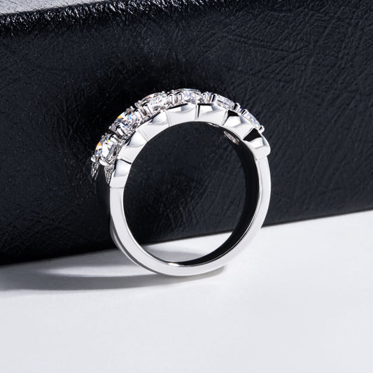 925 Silver Plating 18K Gold Ring Full Moissanite Full Diamond Closed Ring Niche