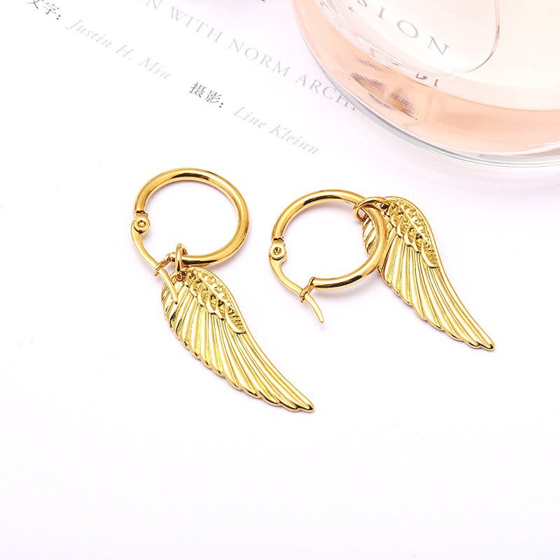 Stainless steel feather earrings