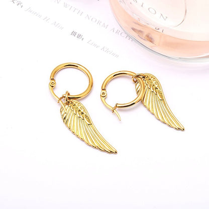 Stainless steel feather earrings