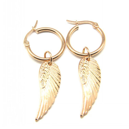 Stainless steel feather earrings