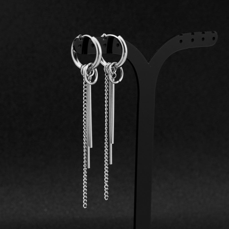Stainless Steel Ornament Long Titanium Steel Earrings