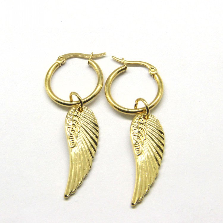 Stainless steel feather earrings