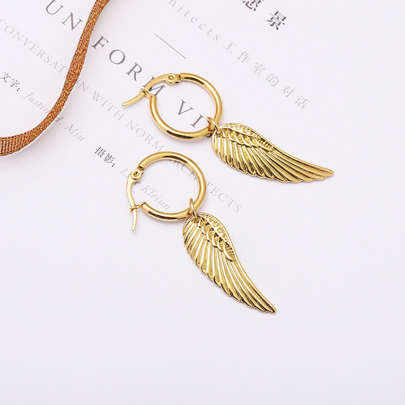 Stainless steel feather earrings