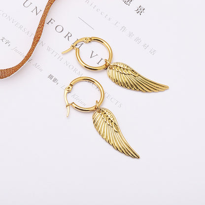 Stainless steel feather earrings