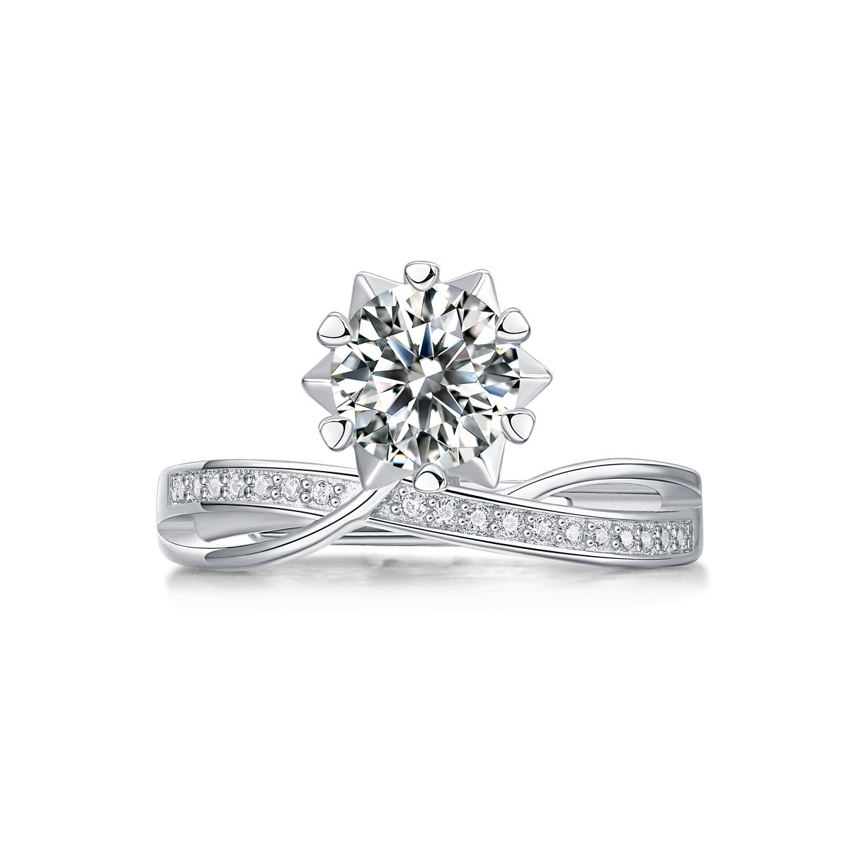 S925 Silver Starlight Snowflake Moissanite Ring