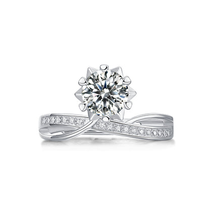 S925 Silver Starlight Snowflake Moissanite Ring
