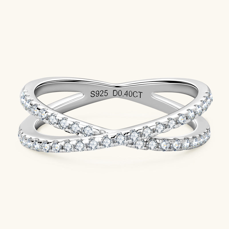 Female Minimalist X-shaped Moissanite Ring