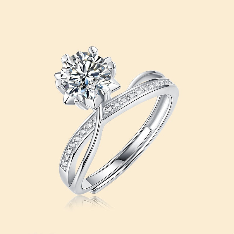 S925 Silver Starlight Snowflake Moissanite Ring