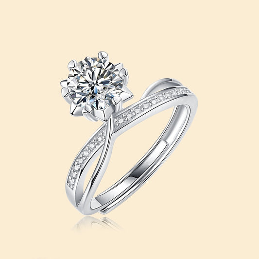 S925 Silver Starlight Snowflake Moissanite Ring
