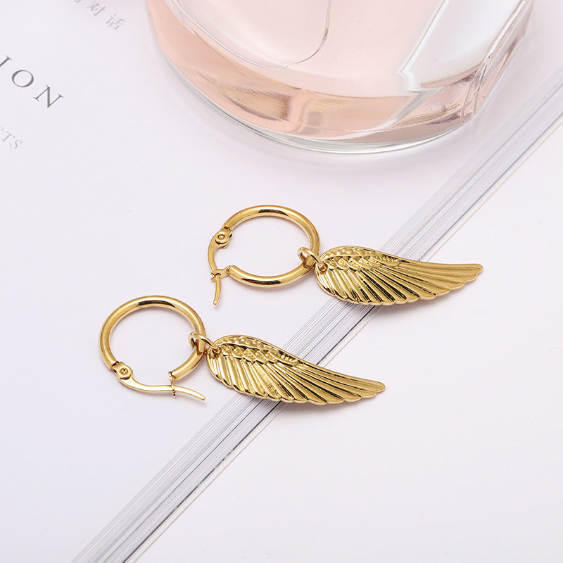 Stainless steel feather earrings