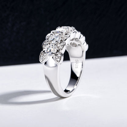 925 Silver Plating 18K Gold Ring Full Moissanite Full Diamond Closed Ring Niche