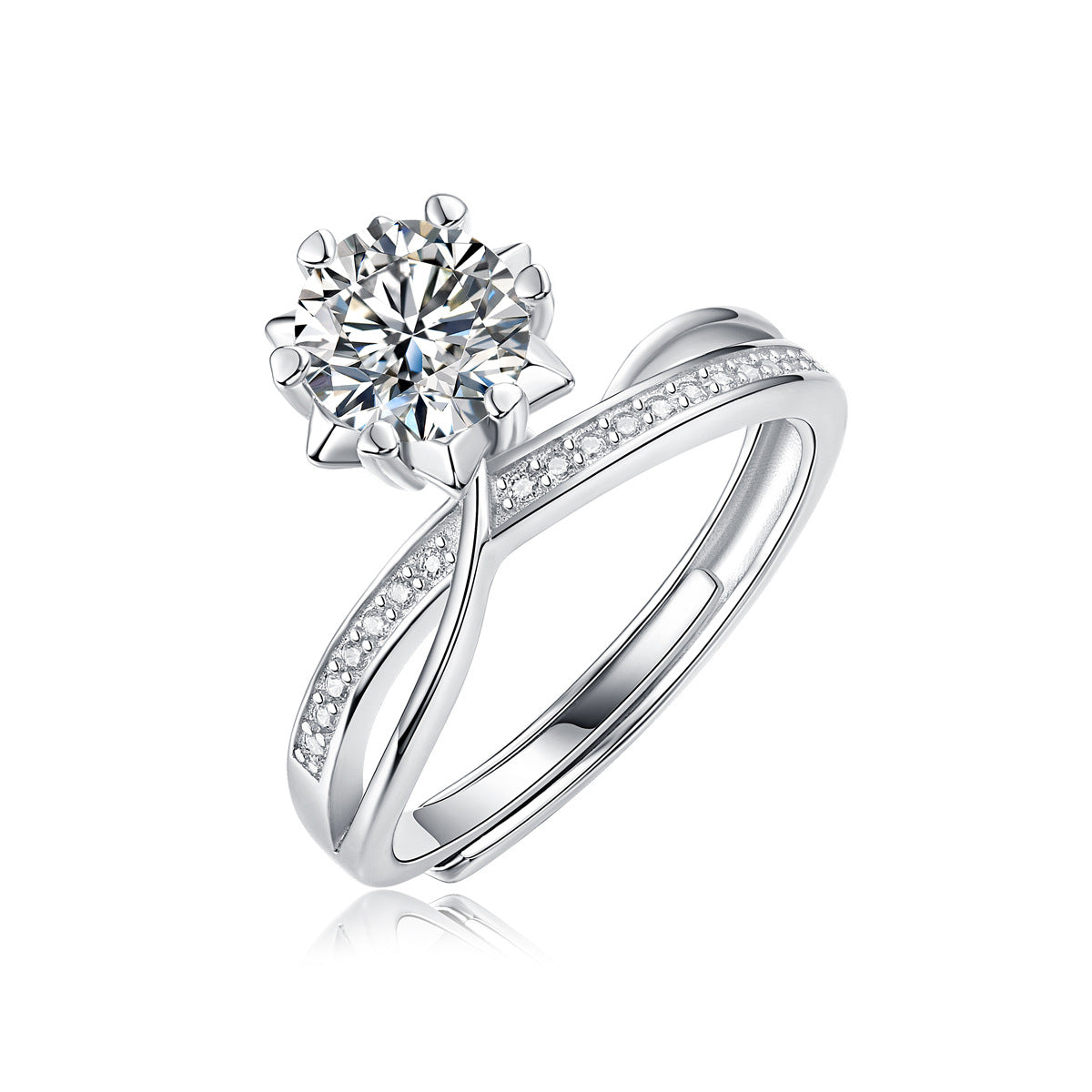 S925 Silver Starlight Snowflake Moissanite Ring