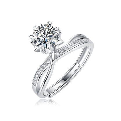 S925 Silver Starlight Snowflake Moissanite Ring