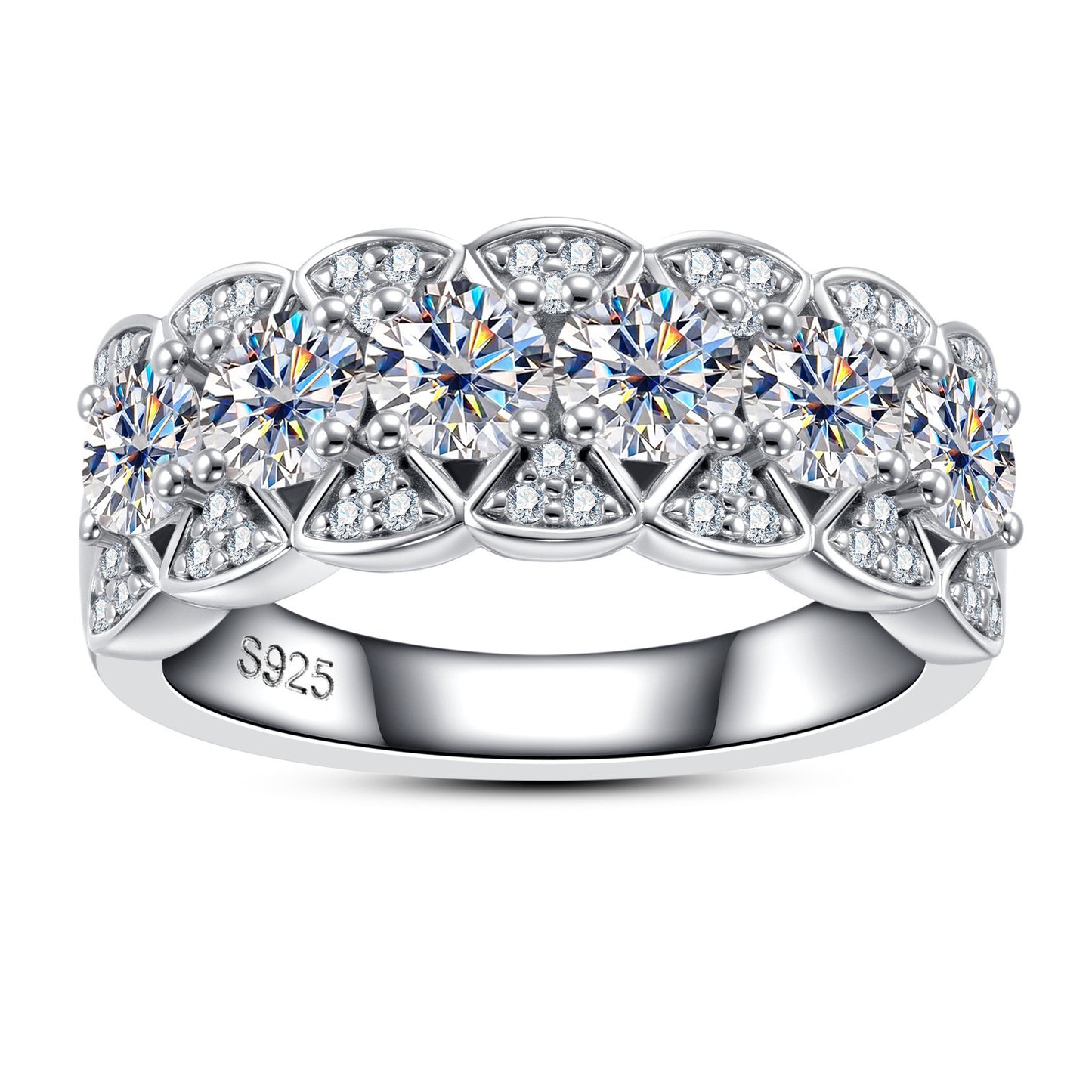 925 Silver Plating 18K Gold Ring Full Moissanite Full Diamond Closed Ring Niche