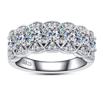 925 Silver Plating 18K Gold Ring Full Moissanite Full Diamond Closed Ring Niche