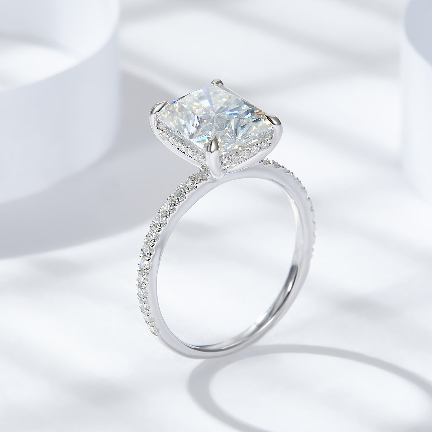 4 Karat Radiant 925 Silver Moissanite Ring